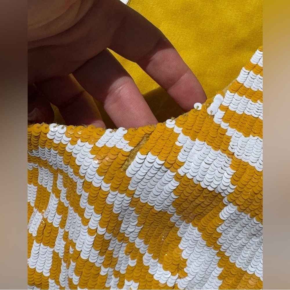 Rena Lange Yellow and White Geometric Blouse - Picture 4 of 8